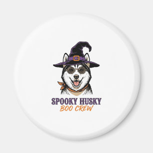 Halloween Husky T-shirt Heks Hond Vintage Grafisch Magneet