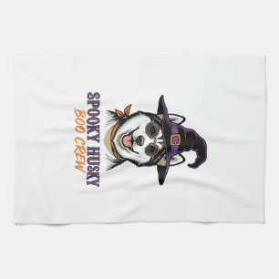 Halloween Husky T-shirt Heks Hond Vintage Grafisch Theedoek
