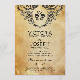 Halloween-huwelijksuitnodiging - Schedel & gekruis Save The Date