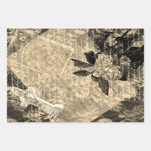 Halloween Hydrangea en Cross  Book Page Inpakpapier Vel (Voorkant 2)