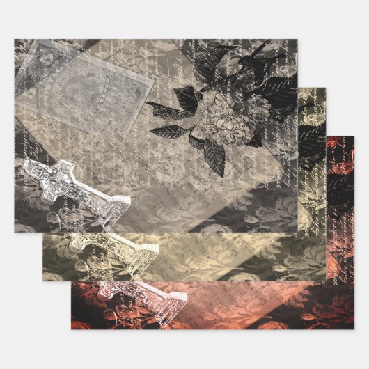 Halloween Hydrangea en Cross  Book Page Inpakpapier Vel (Set)