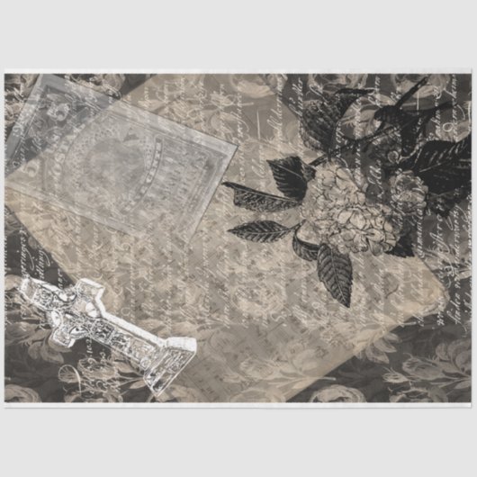 Halloween Hydrangea en Cross Book Page Tissuepapier (Voorkant)