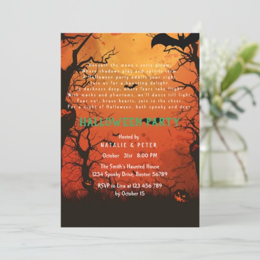 Halloween I Dark Forest Gedicht Kaart (Staand voorkant)