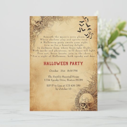 Halloween I eng gedicht Kaart (Staand voorkant)