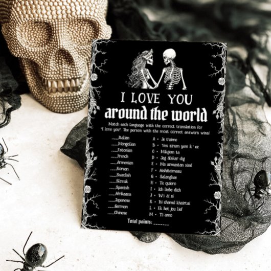 Halloween I Love You Around the World Bridal Game  Kaart