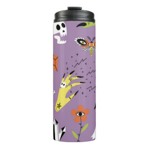 Halloween iconen, handgetekende  set. thermosbeker