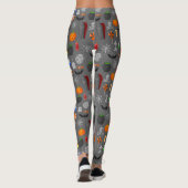 Halloween Iconen Patroon Grijs Leggings (Achterkant)
