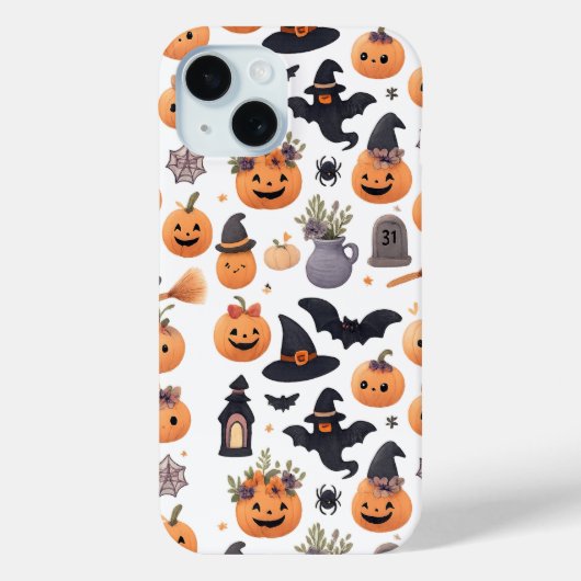 Halloween Iconen Patroon iPhone Case (Achterkant)