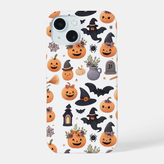 Halloween Iconen Patroon iPhone Case iPhone 15 Case (Achterkant)