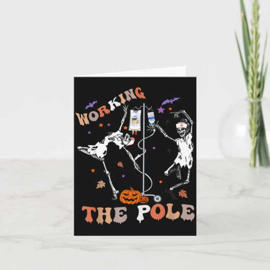 Halloween Icu Er Nurse Working The Le Skeleton Dan Kaart (Voorkant)