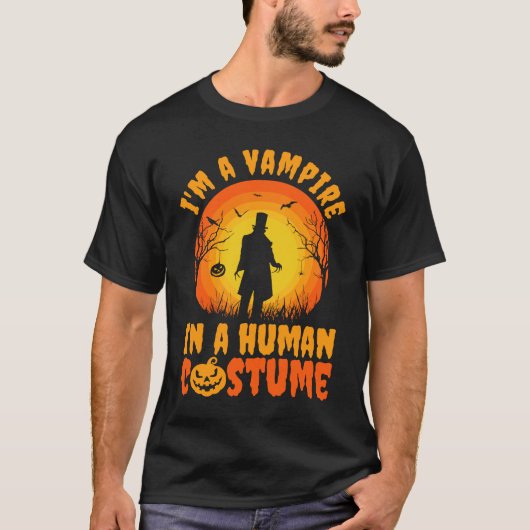 Halloween ik ben een vampier in een menselijk kost t-shirt (Voorkant)
