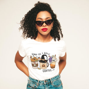 HALLOWEEN IK BEN ENG TOT IK KOFFIE KRIJG   💀🎃👻 T-SHIRT