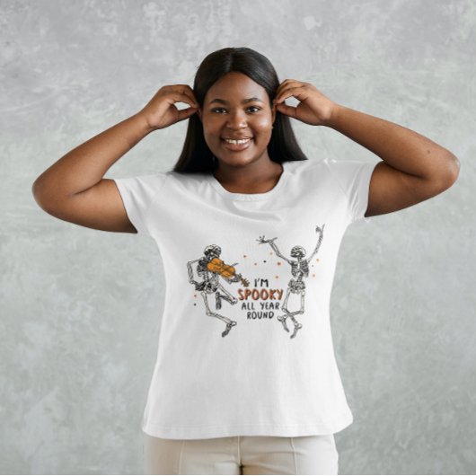 HALLOWEEN IK BEN HET HELE JAAR DOOR SPOOKY SKELETO T-SHIRT
