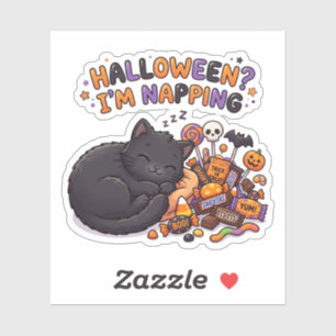 Halloween Ik Doe Een Slaapje Slaap Zwarte Kat Snoe Sticker