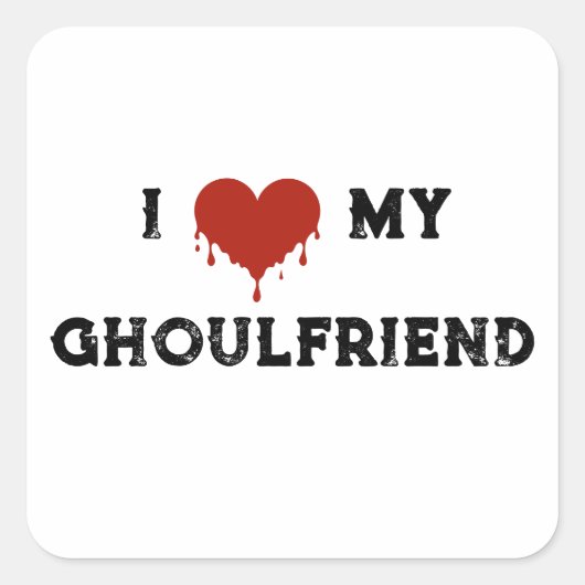 Halloween Ik Hart Mijn Ghoulfriend Vierkante Sticker (Voorkant)