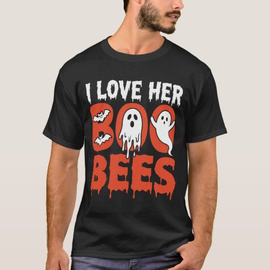 Halloween Ik hou van haar Boe Bees Grappig spook T-shirt (Voorkant)