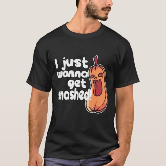 Halloween Ik wil gesmashkeerde pompoenHumor krijge T-shirt (Voorkant)