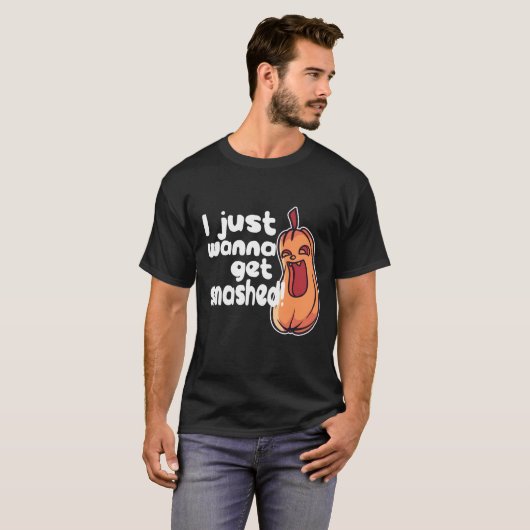 Halloween Ik wil gesmashkeerde pompoenHumor krijge T-shirt (Voorkant volledig)
