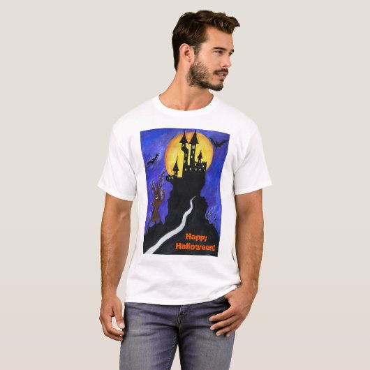 Halloween Illustartion Mannen Basic T-Shirt, White T-shirt (Voorkant volledig)