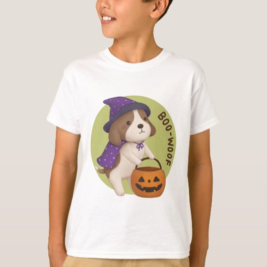 Halloween Illustratie: Boo-Woof (Beagle) T-shirt (Voorkant)