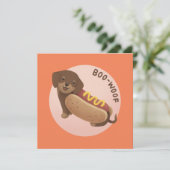 Halloween Illustratie: Boo-Woof (Teckel) Kaart (Staand voorkant)