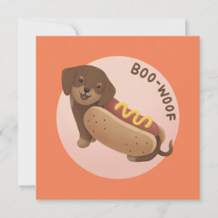 Halloween Illustratie: Boo-Woof (Teckel) Kaart