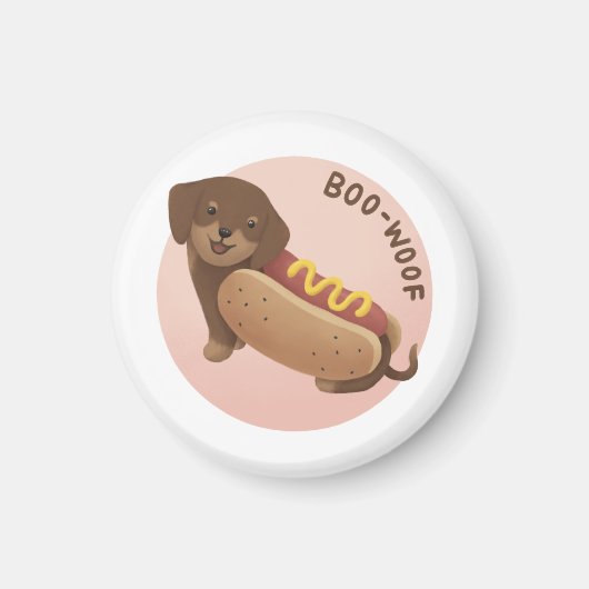 Halloween Illustratie: Boo-Woof (Teckel) Magneet (Voorkant)