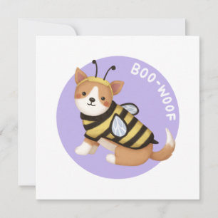 Halloween Illustratie: Boo-Woof (Welsh Corgi) Bedankkaart