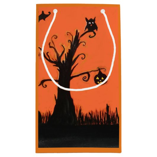 Halloween Illustratie Custom Gift Bag Klein Cadeauzakje (Achterkant)