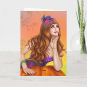 Halloween illustratie Een mooie heks met katten Kaart (Achterkant)