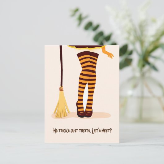Halloween Illustratie "Lets ontmoeten" Briefkaart  (Staand voorkant)