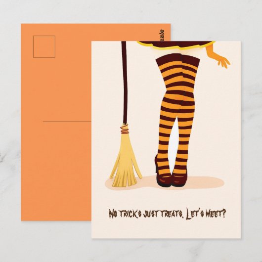 Halloween Illustratie "Lets ontmoeten" Briefkaart  (Voorkant / Achterkant)