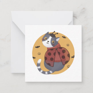 Halloween illustratie: lieveheersbeestje kat notitiekaartje