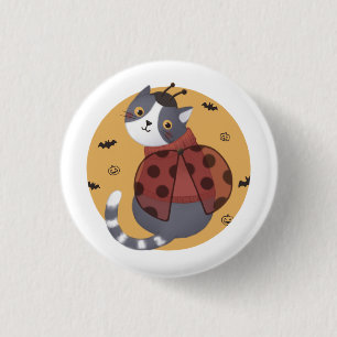 Halloween illustratie: lieveheersbeestje kat ronde button 3,2 cm