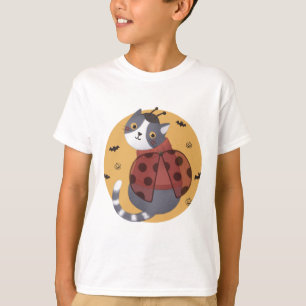 Halloween illustratie: lieveheersbeestje kat t-shirt