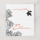 Halloween illustratie met zwarte kant plaatskaartje (Buitenkant ongevouwen)