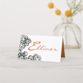 Halloween illustratie met zwarte kant plaatskaartje