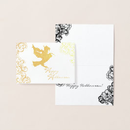 Halloween illustratie Raven en Lace Folie Kaarten