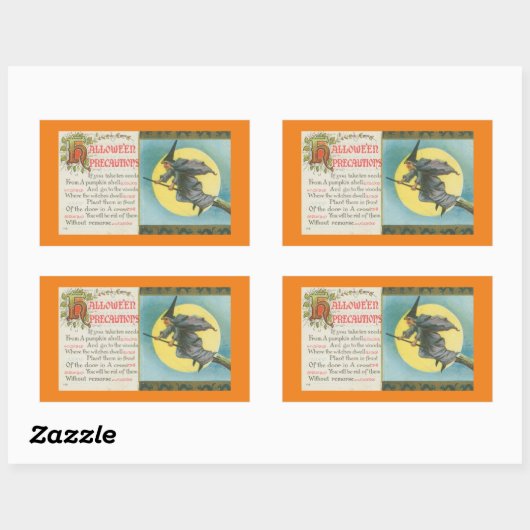  HALLOWEEN ILLUSTRATIE RECHTHOEK STICKER (Vel)