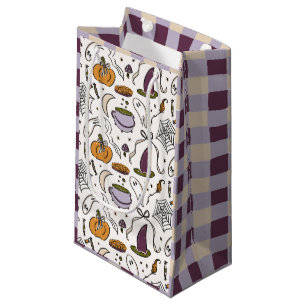 Halloween Illustraties Geruite Patroon Klein Cadeauzakje