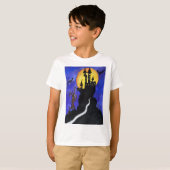 Halloween Illustration Bats Castle Kinderen T-shir T-shirt (Voorkant volledig)