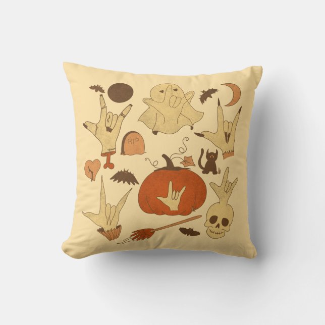 Halloween ILY - ASL Design Kussen (Voorkant)