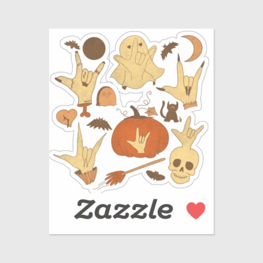 Halloween ILY - ASL Design Sticker (Vel)