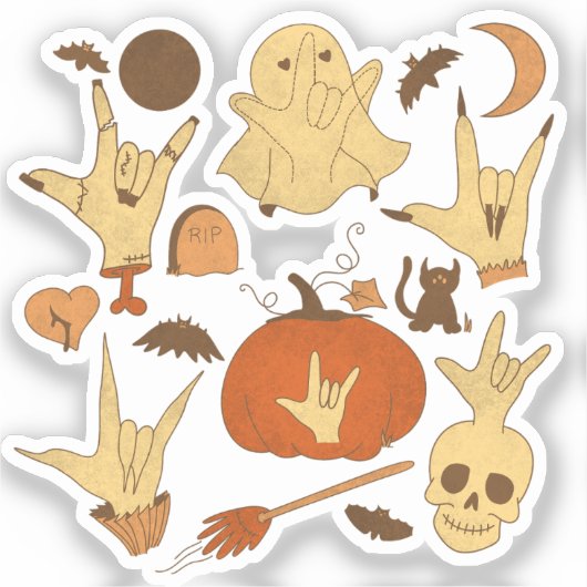 Halloween ILY - ASL Design Sticker (Voorkant)