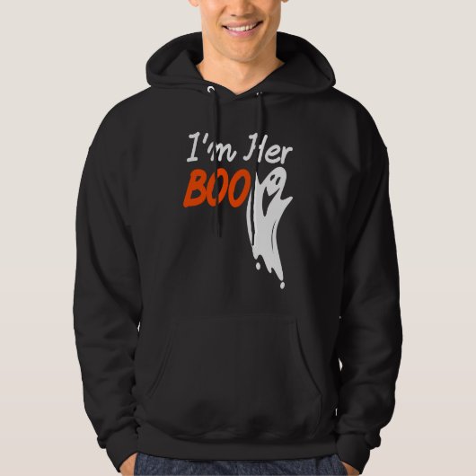 Halloween I'm Her Boo I'm His Witch Matching Coupl Hoodie (Voorkant)