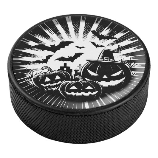 Halloween in black and white hockey puck (3/4)
