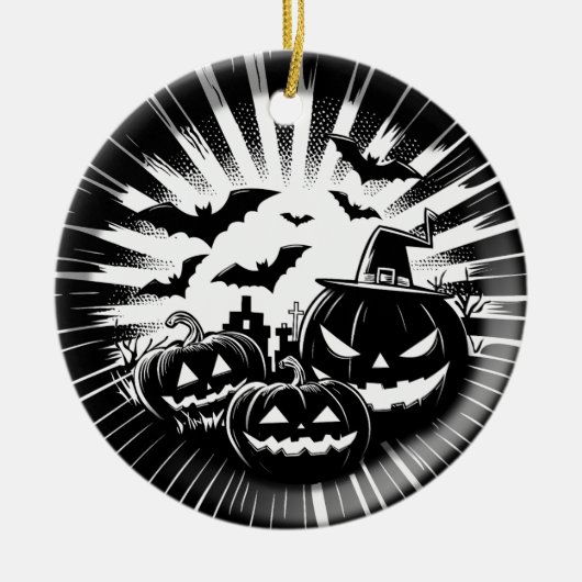 Halloween in black and white keramisch ornament (Voorkant)