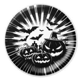 Halloween in black and white keramische knop