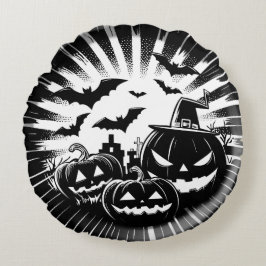 Halloween in black and white rond kussen