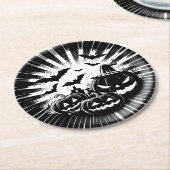 Halloween in black and white ronde kartonnen onderzetter (Gebogen)